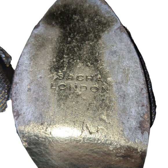 Sacha London| Beauty Metallic Sparkle Slingback Peep-Toe Platform Heels Pumps - Picture 7 of 13